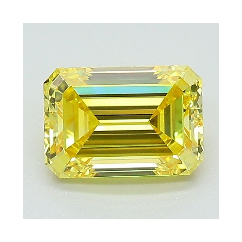 Diament laboratoryjny o barwie fantazyjnej szlif szmaragdowy, 1.29ct, VVS2, Fancy Vivid Yellow, IGI LG657439092