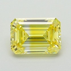 Diament laboratoryjny o barwie fantazyjnej szlif szmaragdowy, 1.11ct, VVS2, Fancy Vivid Yellow, IGI LG657439155