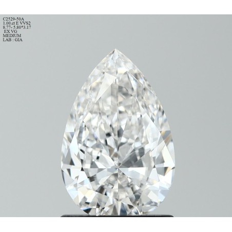 Diament szlif gruszkowy, 1ct, VVS2, E, GIA 1533794700