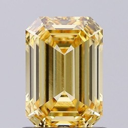 Diament laboratoryjny o barwie fantazyjnej szlif szmaragdowy, 1.06ct, VVS2, Fancy Intense Yellow, IGI LG743533944
