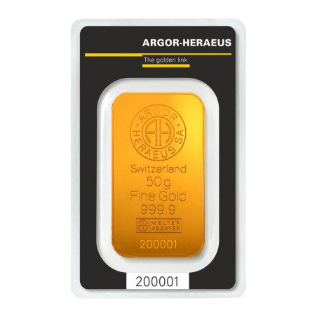 Sztabka Złota 50 gramów ARGOR - HERAEUS LBMA