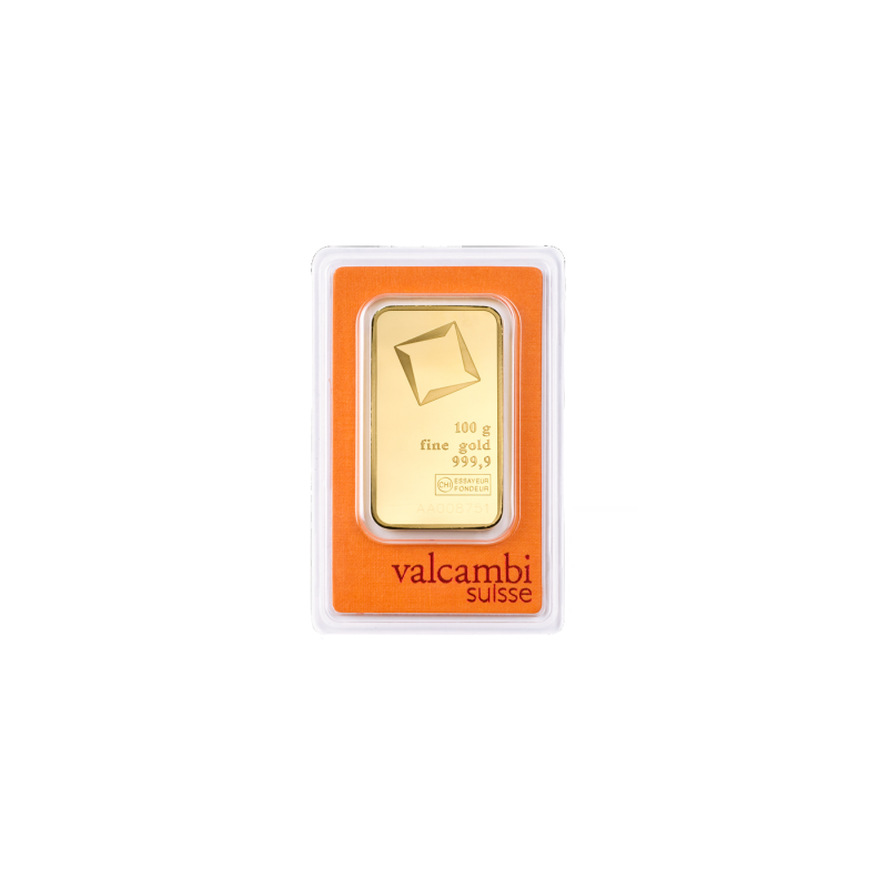Sztabka Złota 100 gramów VALCAMBI LBMA - bita Sztabka Złota 100 gramów VALCAMBI LBMA - bita