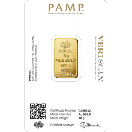 Sztabka Złota 10 gramów  PAMP LBMA