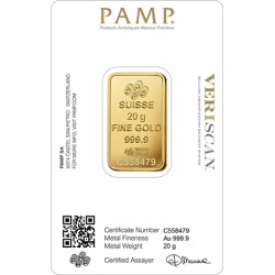Sztabka Złota 20 gramów  PAMP LBMA