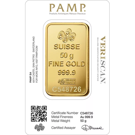 Sztabka Złota 50 gramów  PAMP LBMA