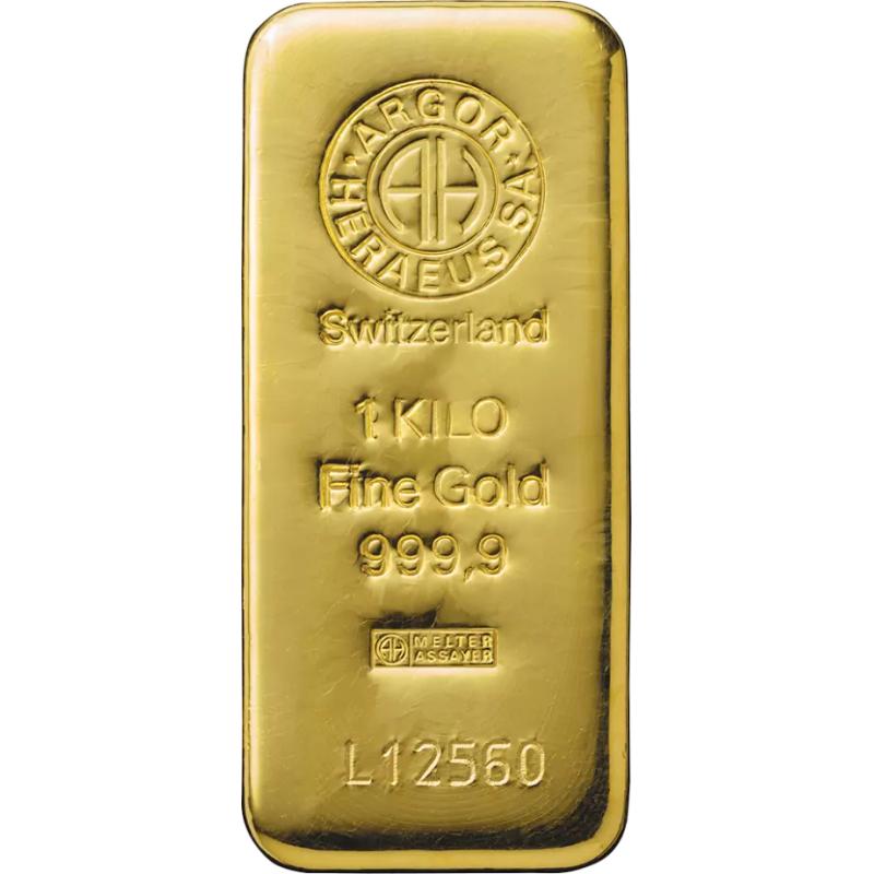Sztabka Złota 1 kilogram ARGOR - HERAEUS LBMA - odlewana Sztabka Złota 1 kilogram ARGOR - HERAEUS LBMA - odlewana